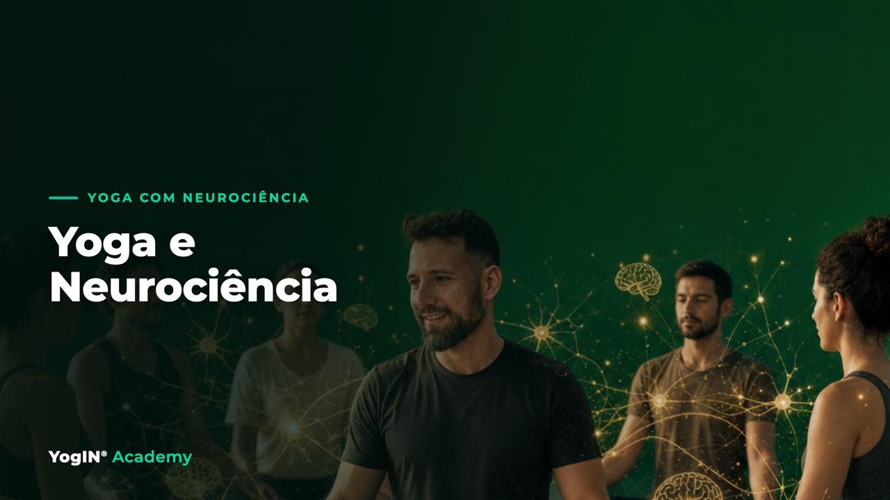 Banner do artigo Yoga e Neurociência, prática com ilustrações de cérebro