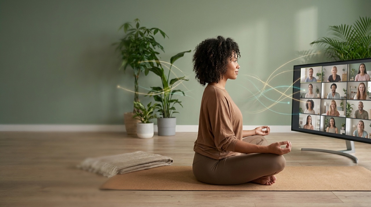 Arte surreal representando o repertório de Posturas do Yoga