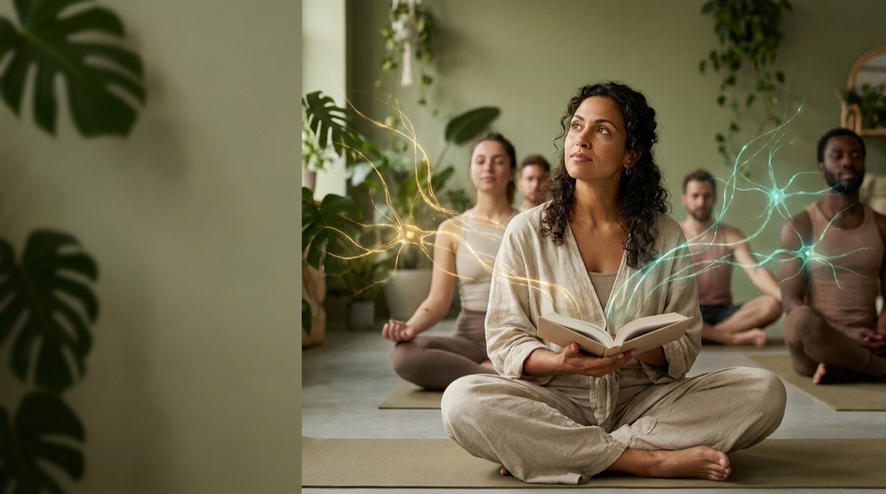 Arte surreal sobre ciência e Neurociência aplicadas ao Yoga