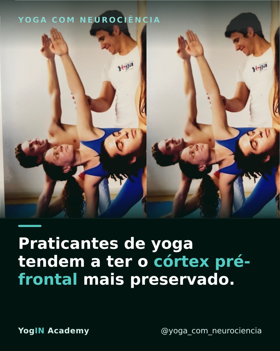 Post do Instagram sobre yoga e córtex pré-frontal